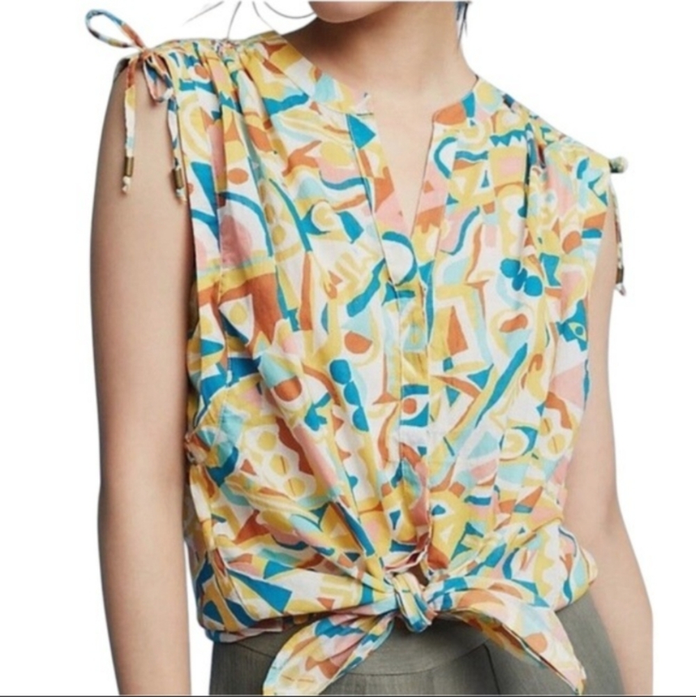 Anthropologie Danielle Kroll Brooklynite Printed Top shirt Medium - Picture 3 of 10